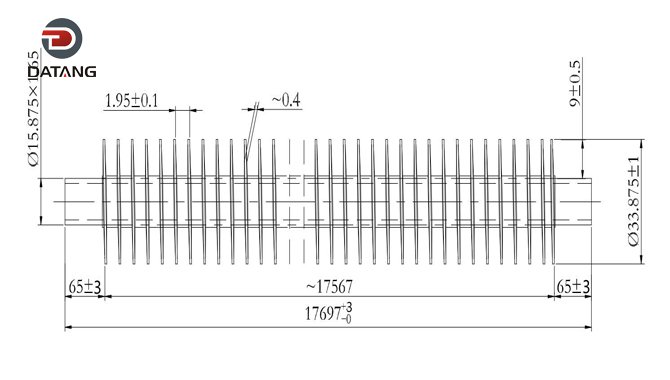 Extruded fin tube drawing