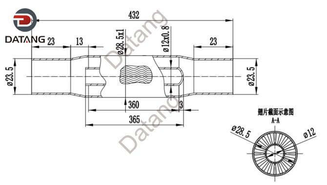 Internally Finned Tube Drawing