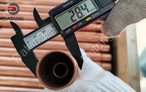 Internally finned tube base tube outer diameter detection