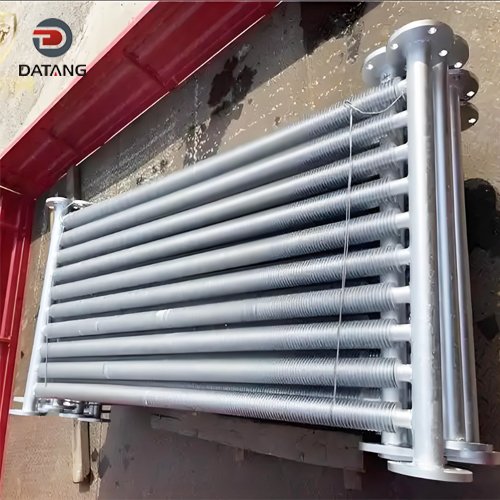 Spiral finned tube radiator for vegetable and flower greenhouses